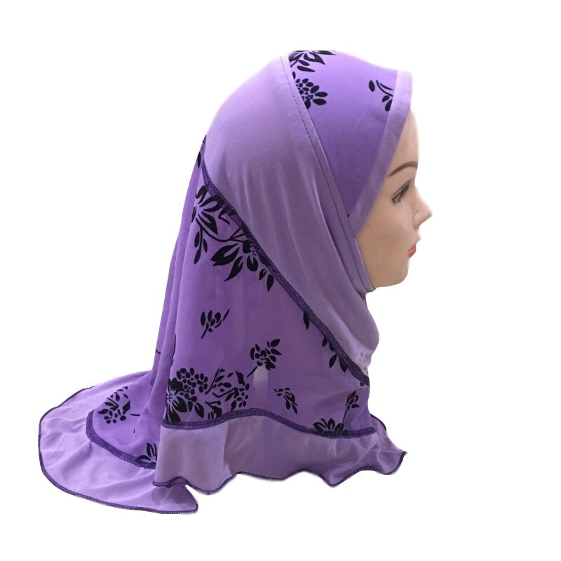 Kids Hijab Voor Moslim Meisje Kind Islam Kinderen Instant Bonnet Bloemen Hijaab Caps Islamitische Kleding Sjaal Hoofddoek: Purple