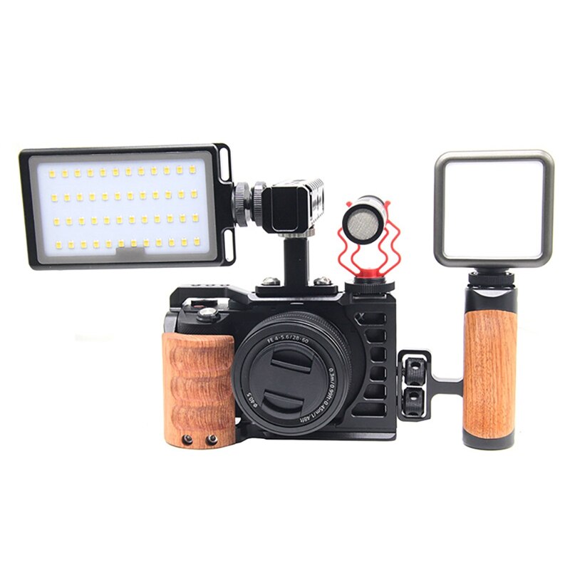 NEW-Camera Cage con Kit gabbia protettiva per fotocamera DSLR in lega di alluminio in legno per Sony A7C