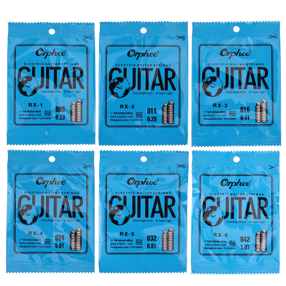 Orphee RX 1-6 Series 009 to 042 inch Strings Tone Loud Universal Hexagonal Carbon Steel Single Guitar String for Electric Guitar