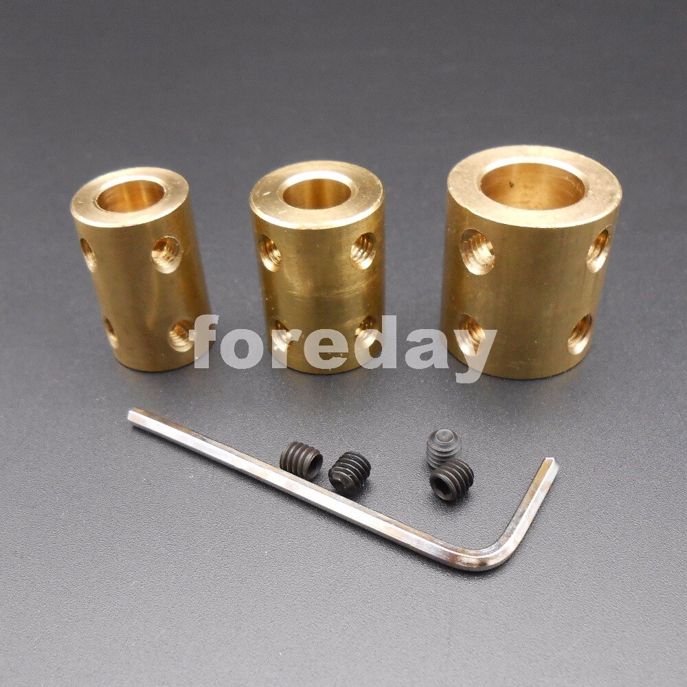 Messing kobber aksel motor stiv kobling kobling 4mm 5mm 6mm 7mm 8mm 10mm 12mm + fri unbrakonøgle 22mm dia . 14 16 20mm * fd622-639