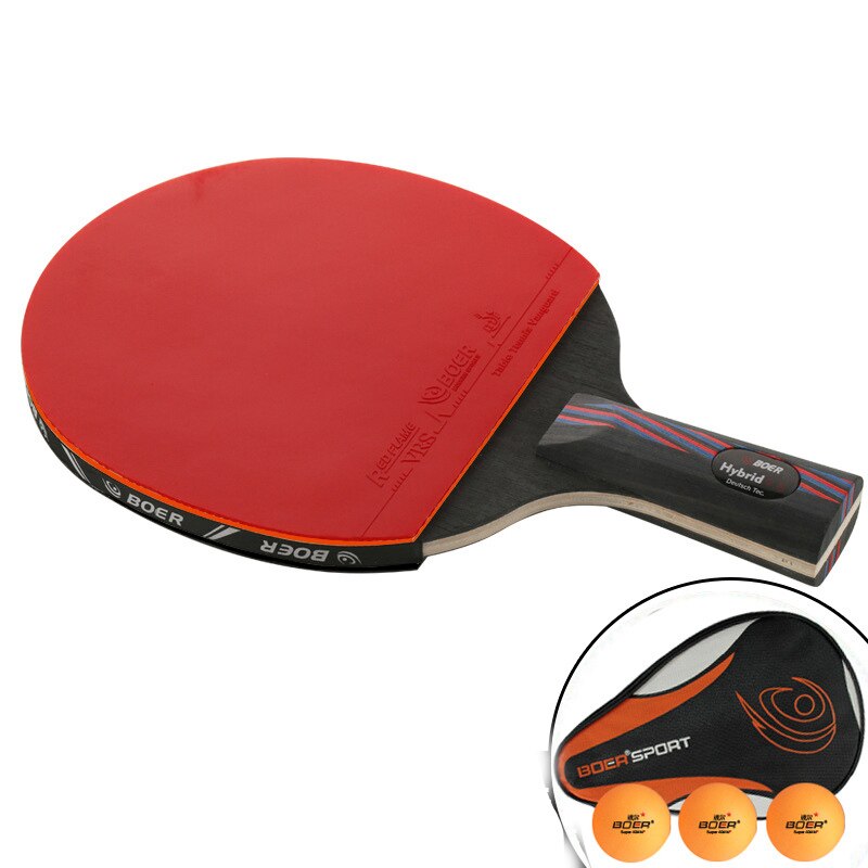 1 conjunto de 6 estrelas tênis de mesa bat 7-camadas profissional raquetes de ping pong longo punho curto fibra de carbono ping pong paddle carry bag: 1pc short handle