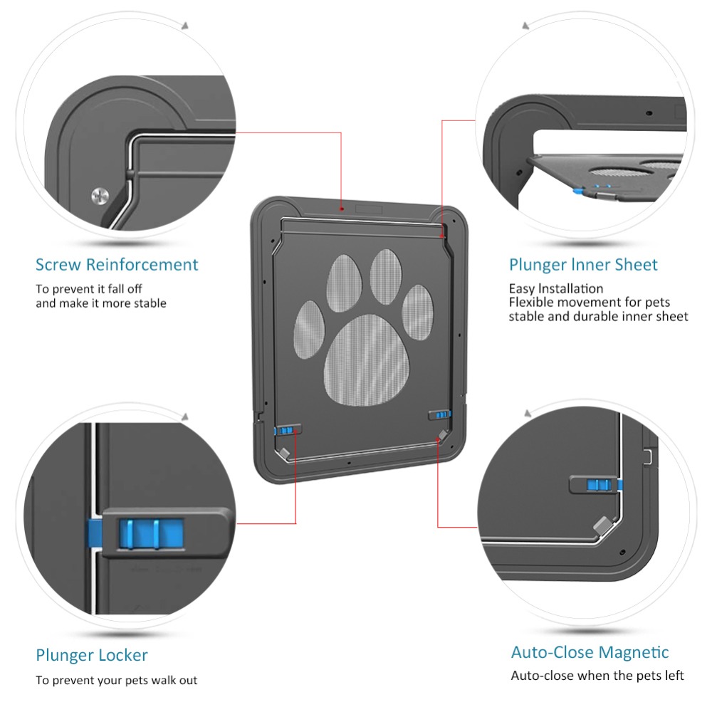 Cat Flap Door Lockable Plastic Pet Screen Door For Cats Dogs Safety Magnetic Puppy Window Gate Cat Fence Door Pet Accessories