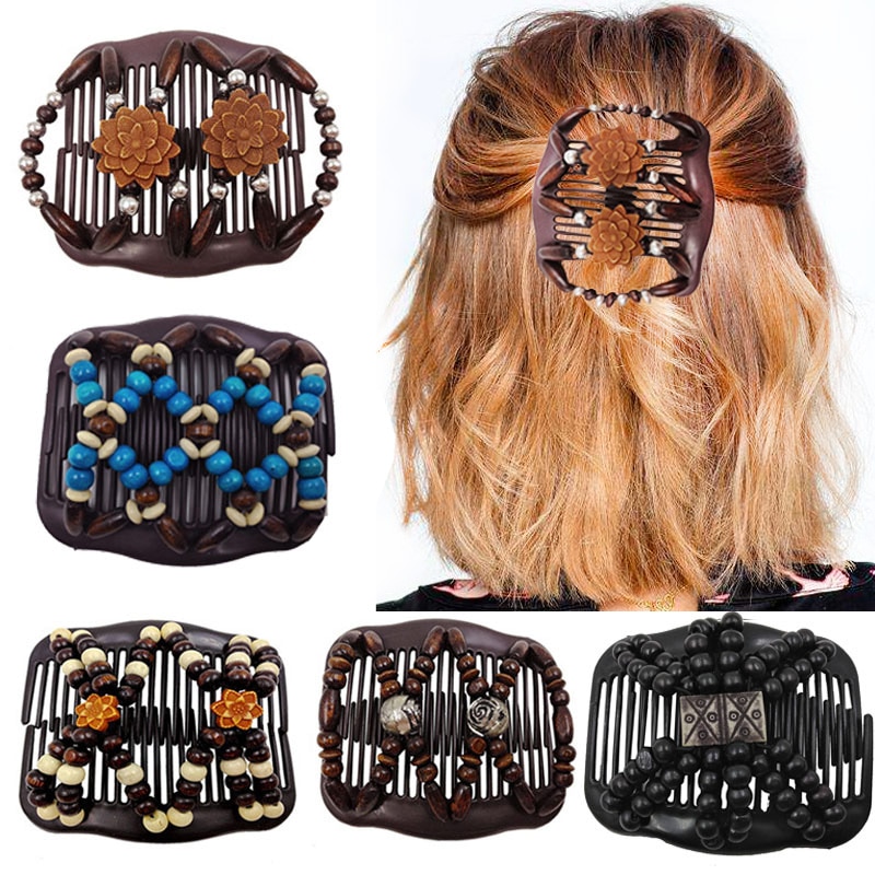 Peigne magique Vintage pour femmes, accessoires pour cheveux, perles élastiques, porte-chignon, pinces à cheveux, peigne à griffes, couvre-chef extensible, coiffure