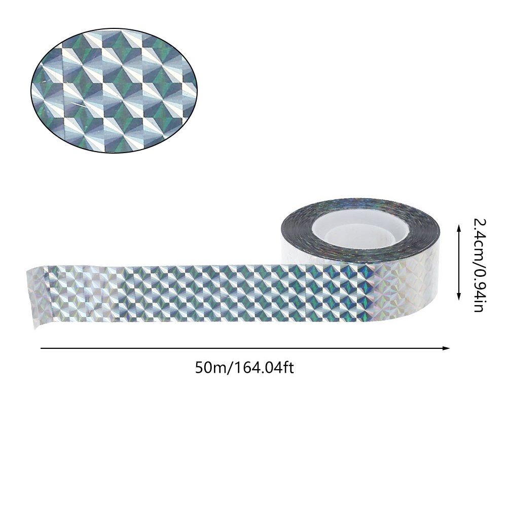 Cinta reflectante para ahuyentar aves, cinta antiaves de varios tamaños, parpadeante, repelente de aves, palomas, Cuervo, doble cara: Checkered 2.4cmX50m
