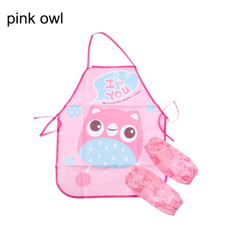 Delantales de alimentación a prueba de agua para niños, traje de comida para bebidas, delantal para niños, Baberos para bebés, accesorios portátiles de dibujos animados, 1 Juego: pink owl