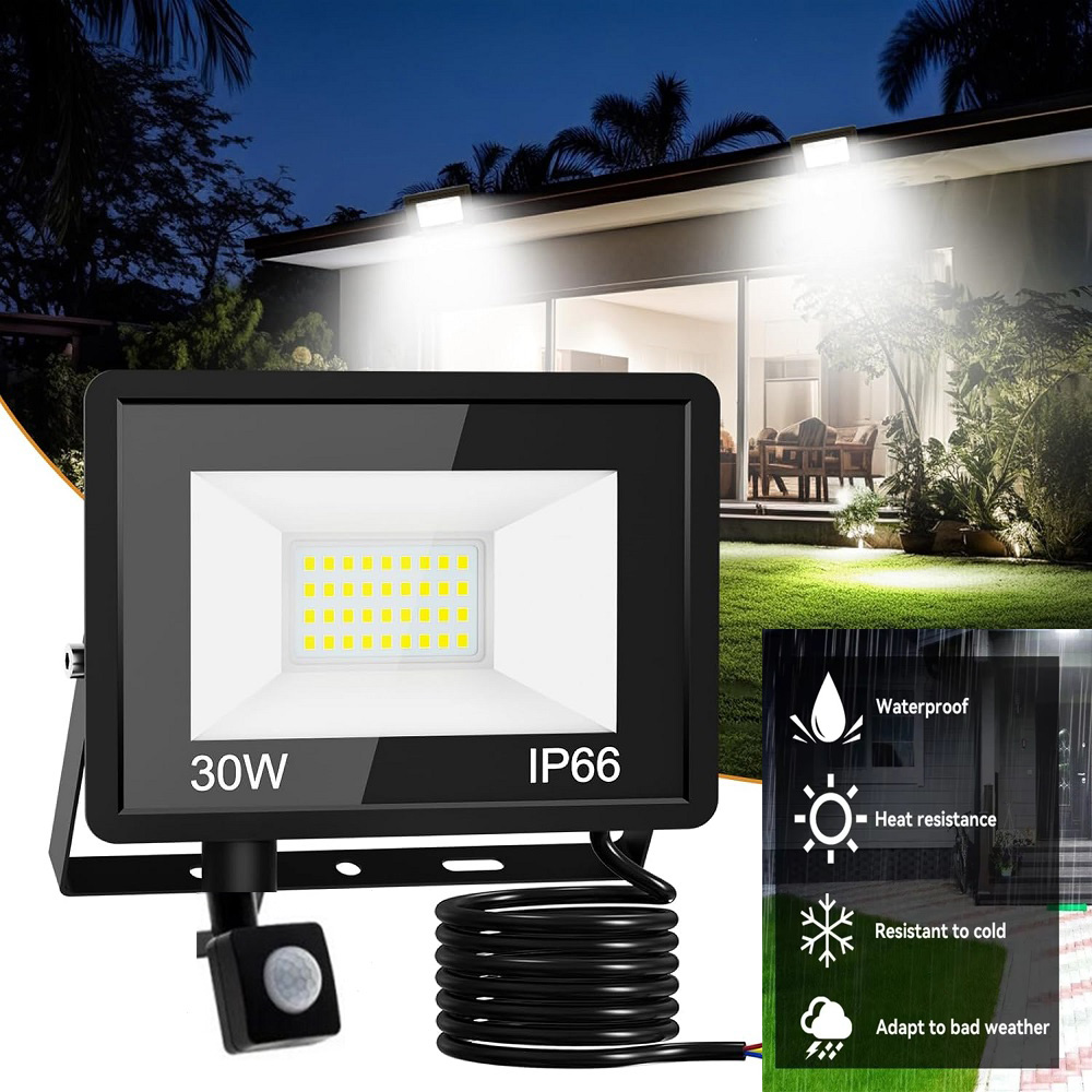 Beveiligingsverlichting Outdoor Bewegingssensor Led Pir Schijnwerper 10W 20W 30W 50W 100W IP66 Waterdichte Buitenmuur Licht Tuin Deuropening