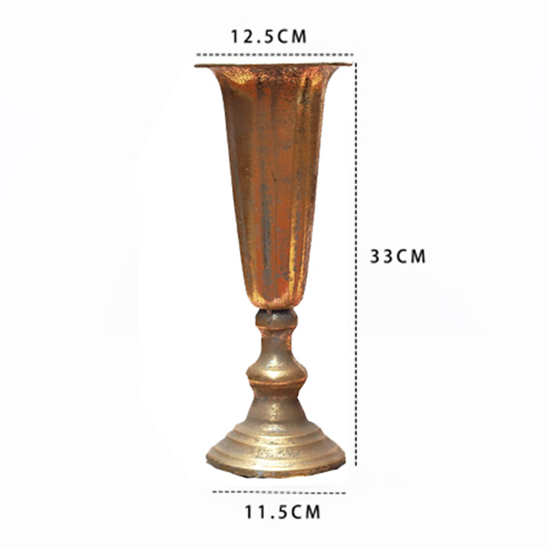 Roman Column Vase Flower Class Succulent Planter French Trophy Flower Weng Retro Distressed Wrought Iron Flower Home Furnishings