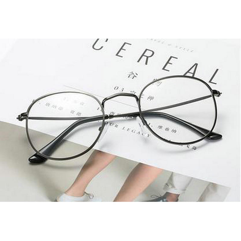 MINCL/Korean Tide Retro Glasses Frame Metal Round Box Golden Plain Retro Myopia Female Literary Tide eye Glasses LXL