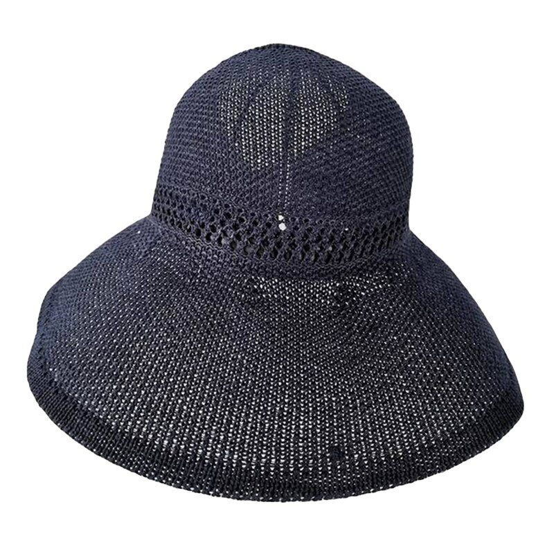 Cappello estivo da donna in paglia elegante tesa larga protezione solare protezione UV cappello da spiaggia cappello da viaggio per donna: marina militare