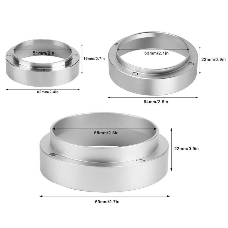 51Mm/53Mm/58Mm Koffie Doseren Ring Doseren Trechter Met Magnetische Vervanging Grijs Koffie Maken Gereedschap koffiezetapparaat Accessoire