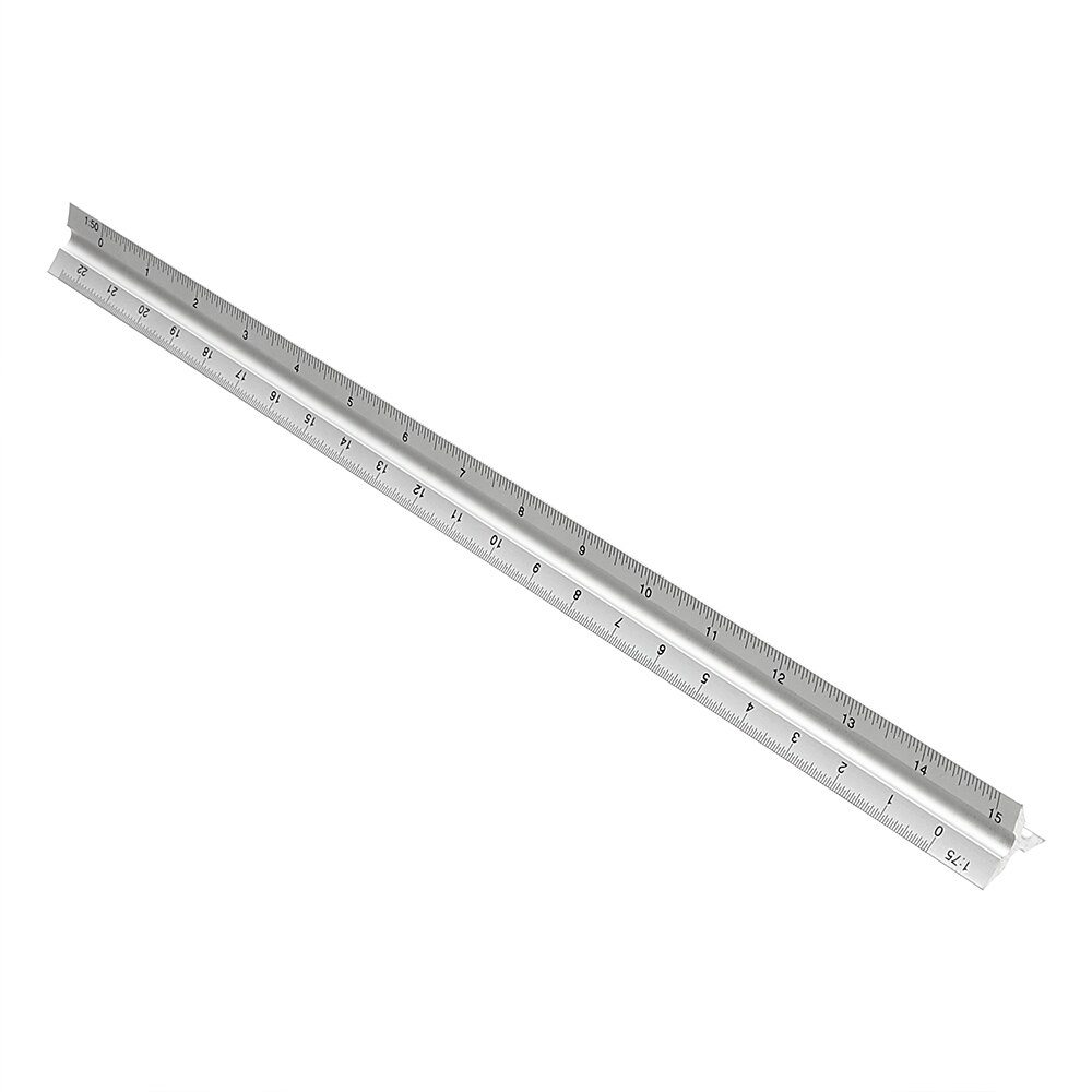 DIYWORK 30cm Architect Engineer Technical Ruler Aluminum Alloy Triangle Scale Drawing Ruler Gauging Tool Measuring Tools