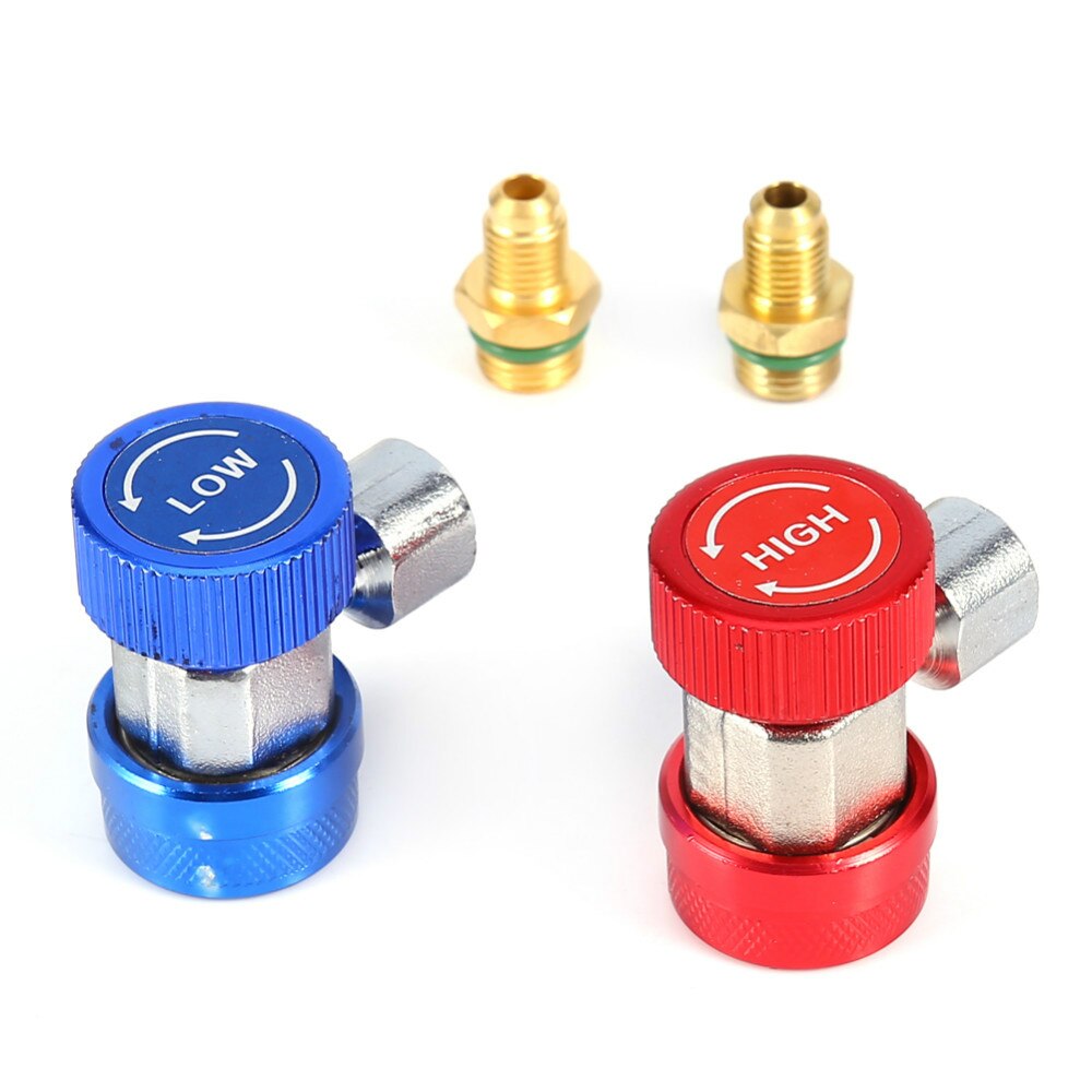 Auto Freon R134A AC Air Condition Adjustable Quick Coupler Refrigerant High Low Adapter Connector Manifold Gauge: White