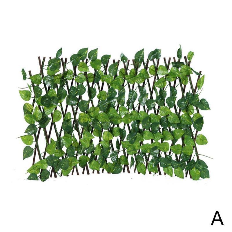 Retractable Artificial Garden Fence Expandable Faux Privacy Plant Wood Frame Gardening Ivy Fence Vines Decor Home Climbing O2Q5: A