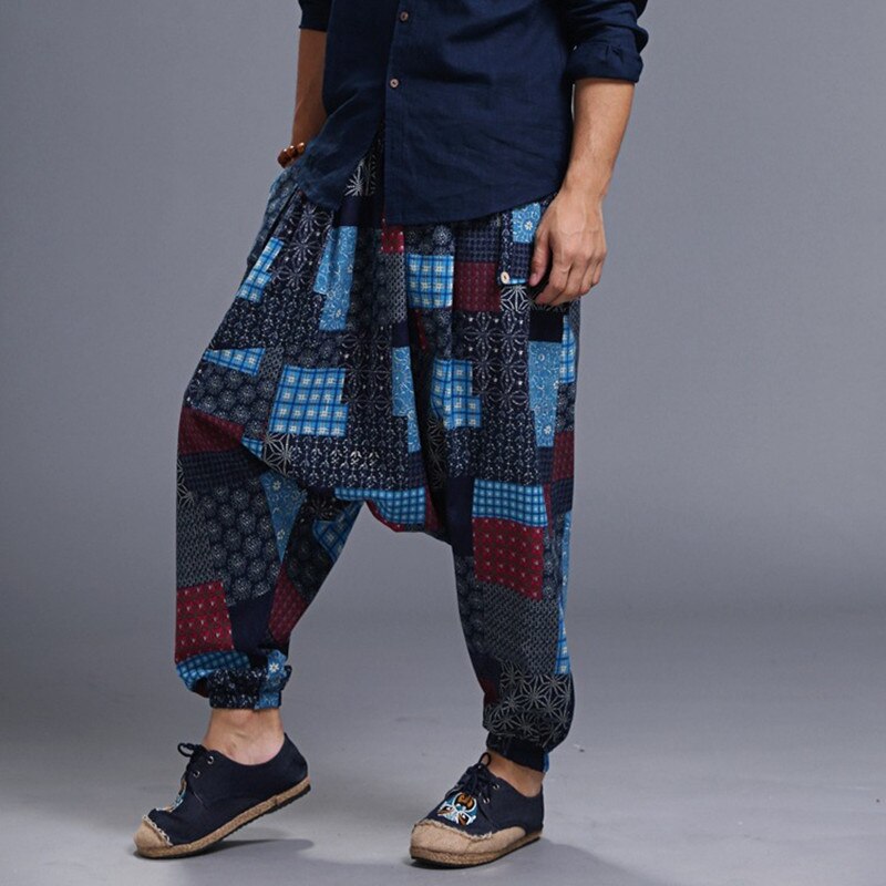 Hip Hop Japanese Streetwar Cotton Linen Harem Pants Men Women Plus Size Wide Leg Trousers Casual Pants Cross-pants