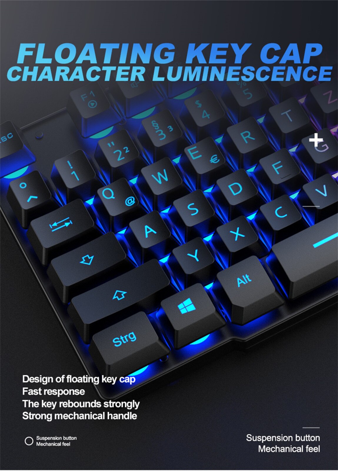 Klawiatura mechaniczna T13 Rainbow Backlight Usb ergonomiczna klawiatura gamingowa i zestaw myszy na komputer przenośny механическая клавиатура