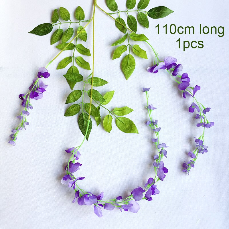 1PC 110cm Silk Wisteria Flowers White Hanging Flower For Decor Artificial Plants For Wedding Party Wall Decoration DIY Home: 6