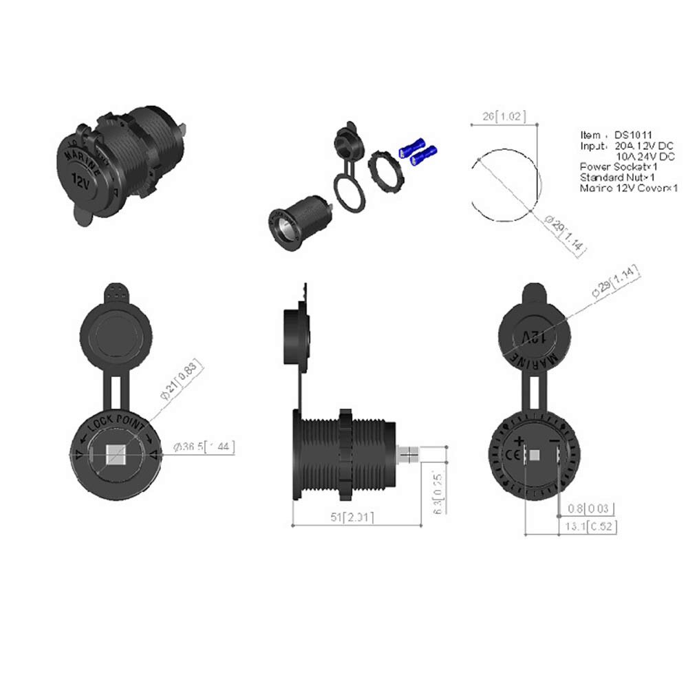 bluetooth car Waterproof Cigarette Lighter Socket Power Outlet 12V for Marine Car Motorcycle Автомобильное зарядное устройство