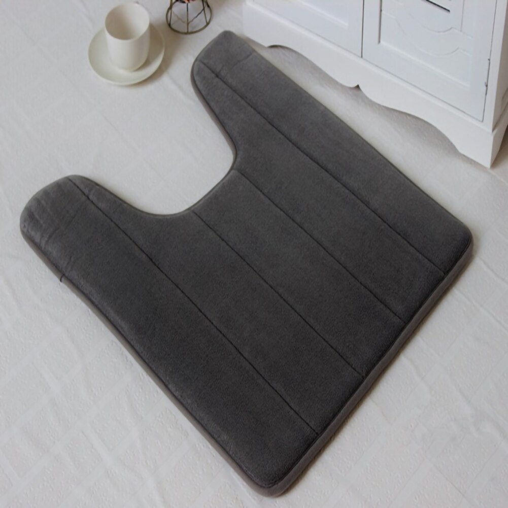 Bathroom U-shaped Floor Mat Toilet Mat PVC Bottom Anti Skid Water Absorbent Pad Toilet Supplies 20x24x0.5 Inch