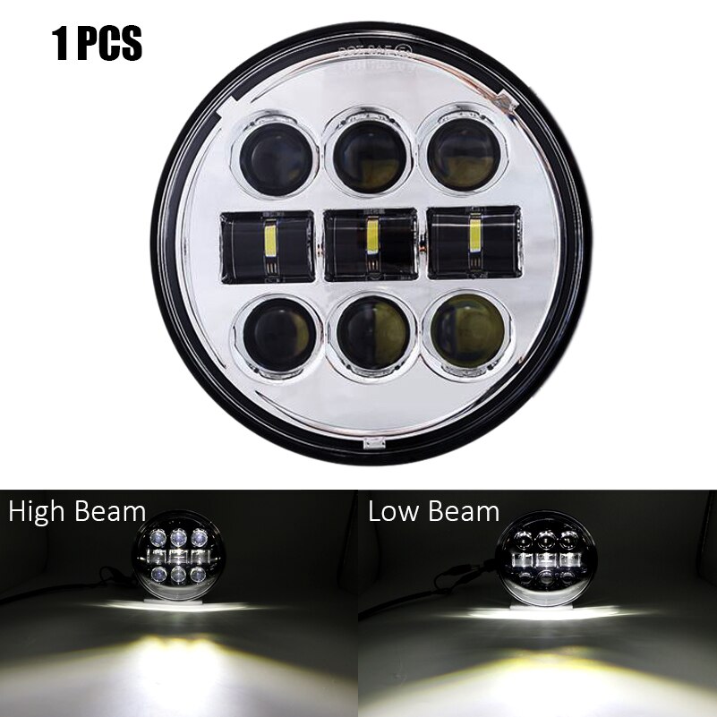 headlight for 883 Harley Dyna Sportster XL883 XL1200 5.75 inch motorcycle round led headlight assembly High power with lens: 45W TypeC Silver