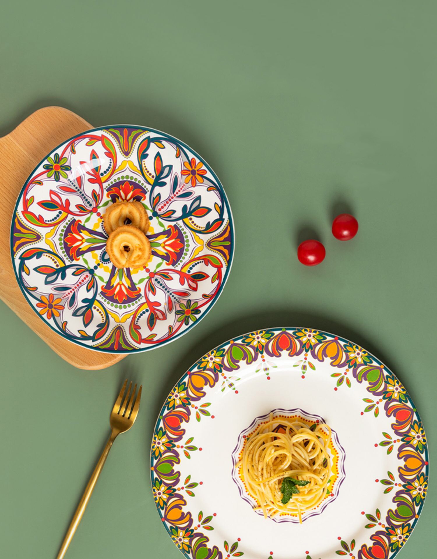 Ceramic Retro Dinnerware Bohemia Dinner Set 11inch Large Dessert Steak Plate 380ml Milk Coffee Mug 6inch Salad Bowl