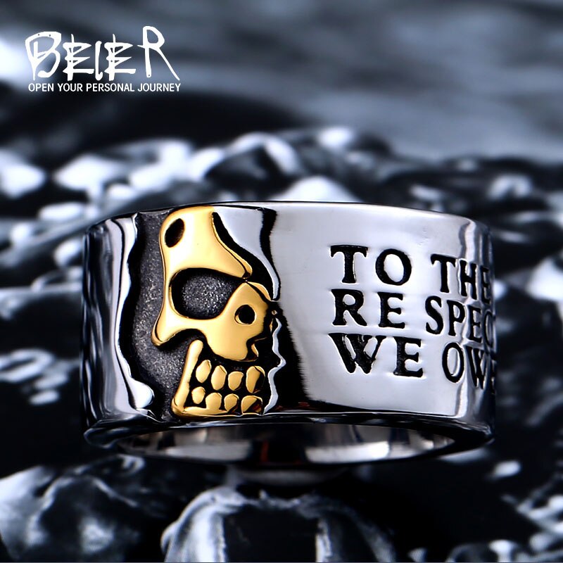 Beier store 316L Stainless Steel ring man Gothic cool half skull ring for men jewelry LLBR8-047R