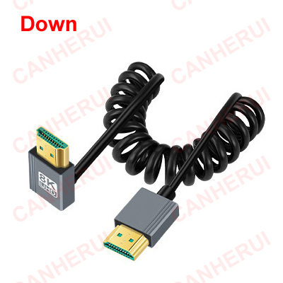 1M resorte 8K @ 60HZ 4k @ 120hz 2,1 Cable HDMI ángulo recto/izquierdo/arriba/abajo para PC teléfono tableta cámara DV Monitor HDTV TV: Azul