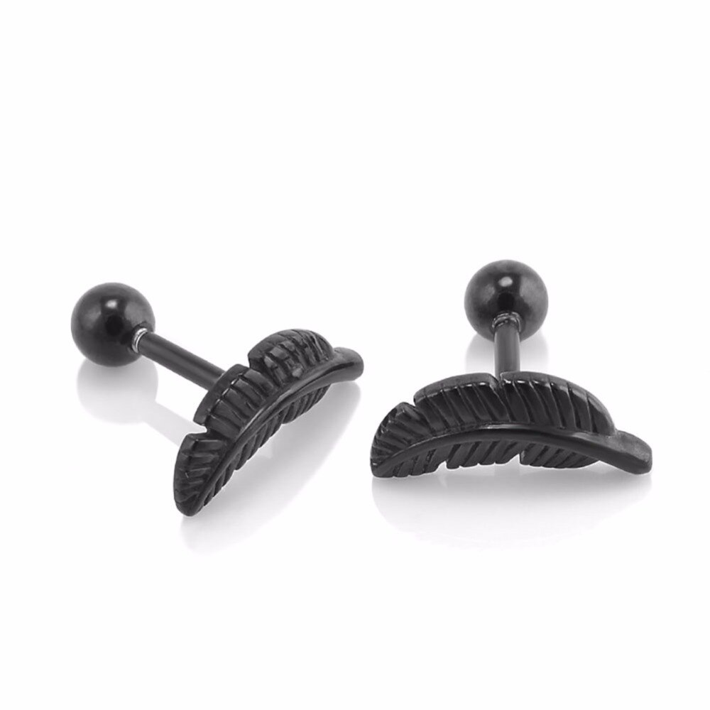 1 par retro punk mini blad engel fjer ørestikker brusk helix bar øreringe piercing smykker