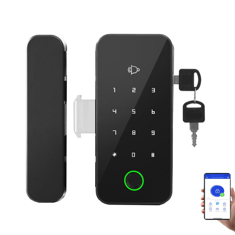 APP Remote Control Smart Fingerprint Card Password Number Code NFC Lock For Frameless Frame Glass Push Sliding Door