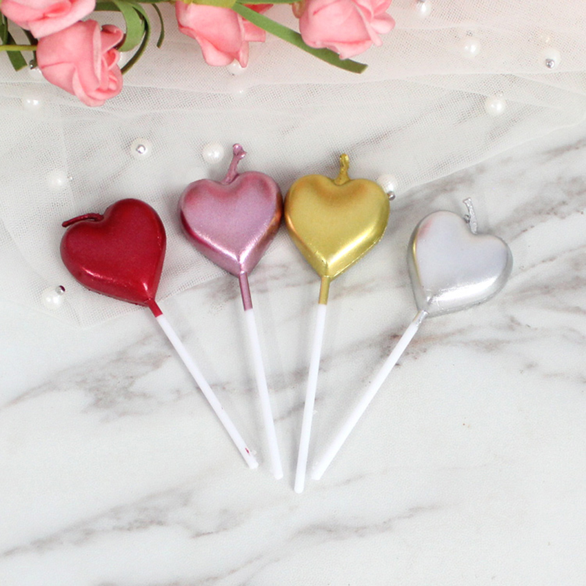 Kaars Liefde Hart Sticks Verjaardagstaart Decoratieve Kaarsen Cake Topper Decoraties Bruiloft Verjaardag Feestartikelen