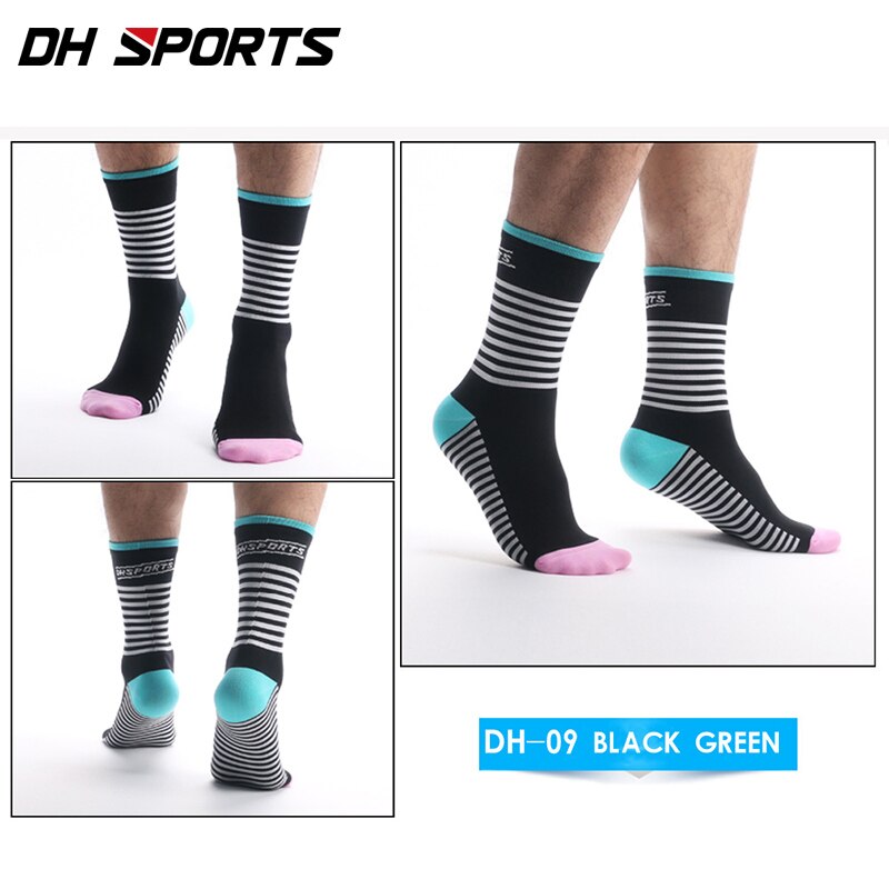 DH SPORT Professionele Fietsen sokken funky thermische sokken Knie-Hoge Sport Running winddicht Compressie racefiets Sokken: Black blue pink