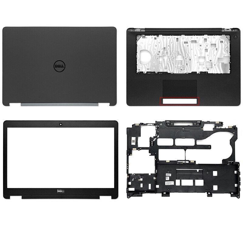 Coque arrière pour Dell Latitude E5470, avec cadre avant, charnière, repose-paume, boîtier inférieur, coque arrière, sans contact,