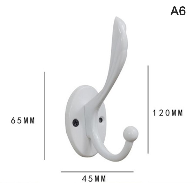 1pc Heavy Duty Coat Hooks Wall Mounted For Hat Hardware Dual Prong Retro Coat Hanger Black White Color