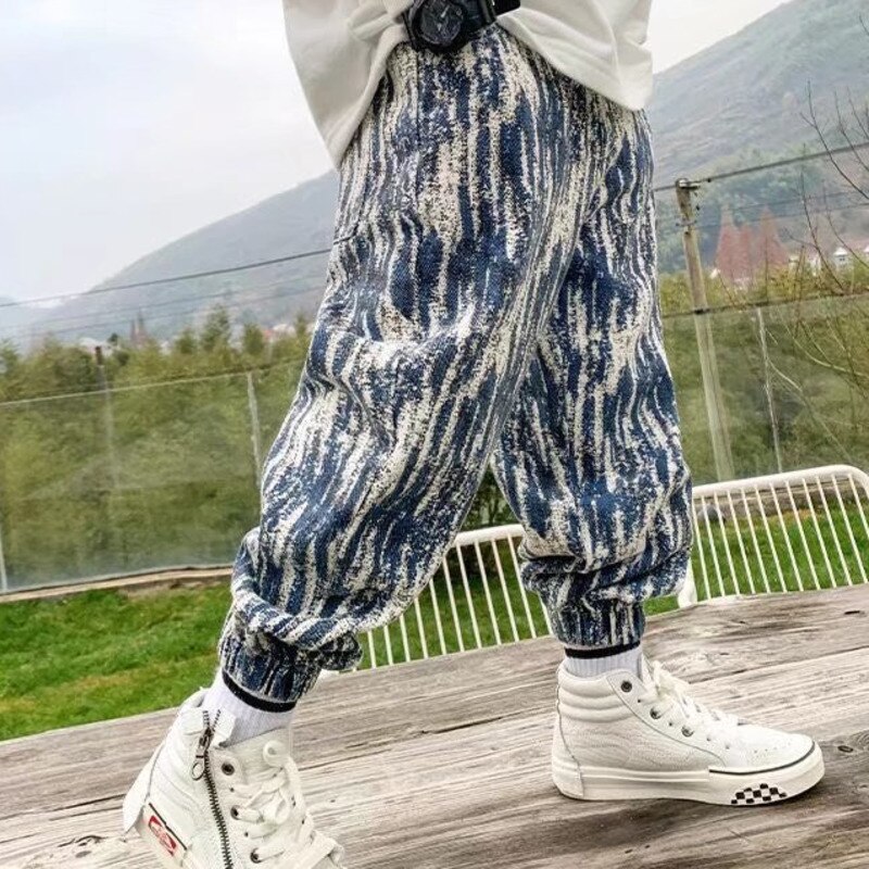 Brand New 110-160CM pantaloni per ragazzi primavera estate Tie-dye Print Leisure pantaloni per bambini vita elastica per adolescenti