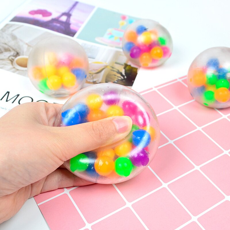 Clear Stress Ball Colorful Ball Autism Decompression Emotional Squeeze Relief Anxiety Fun Health Gadgets Adult Children