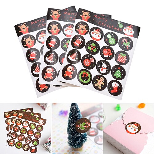 6 Sheet DIY Cookie/Cake Labels Stickers Kitchen Sweets Party Seal Sticker Scrapbooking Merry Christmas Kraft Sticker