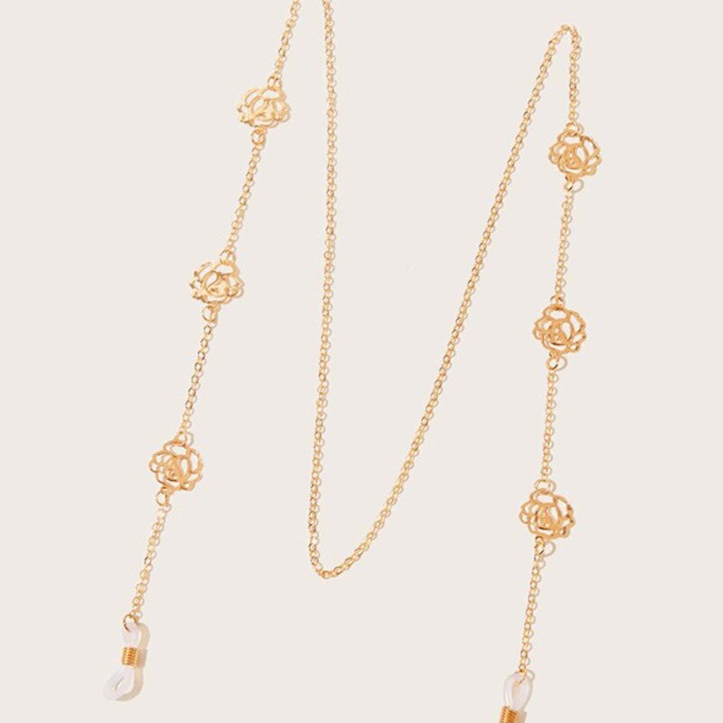 Vrouwen bloemen zonnebril kettingen gouden brillen landyard leesbril ketting brillen koord houder nekband touw: Default Title