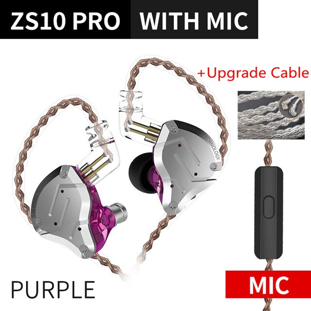 KZ ZS10 PRO 1DD+4BA HIFI Metal Headset Hybrid In Ear Earphone Sport Noise Cancelling Headset AS10 ZSN PRO CA16 ZSX C12 V90 VX T4: Skin Color