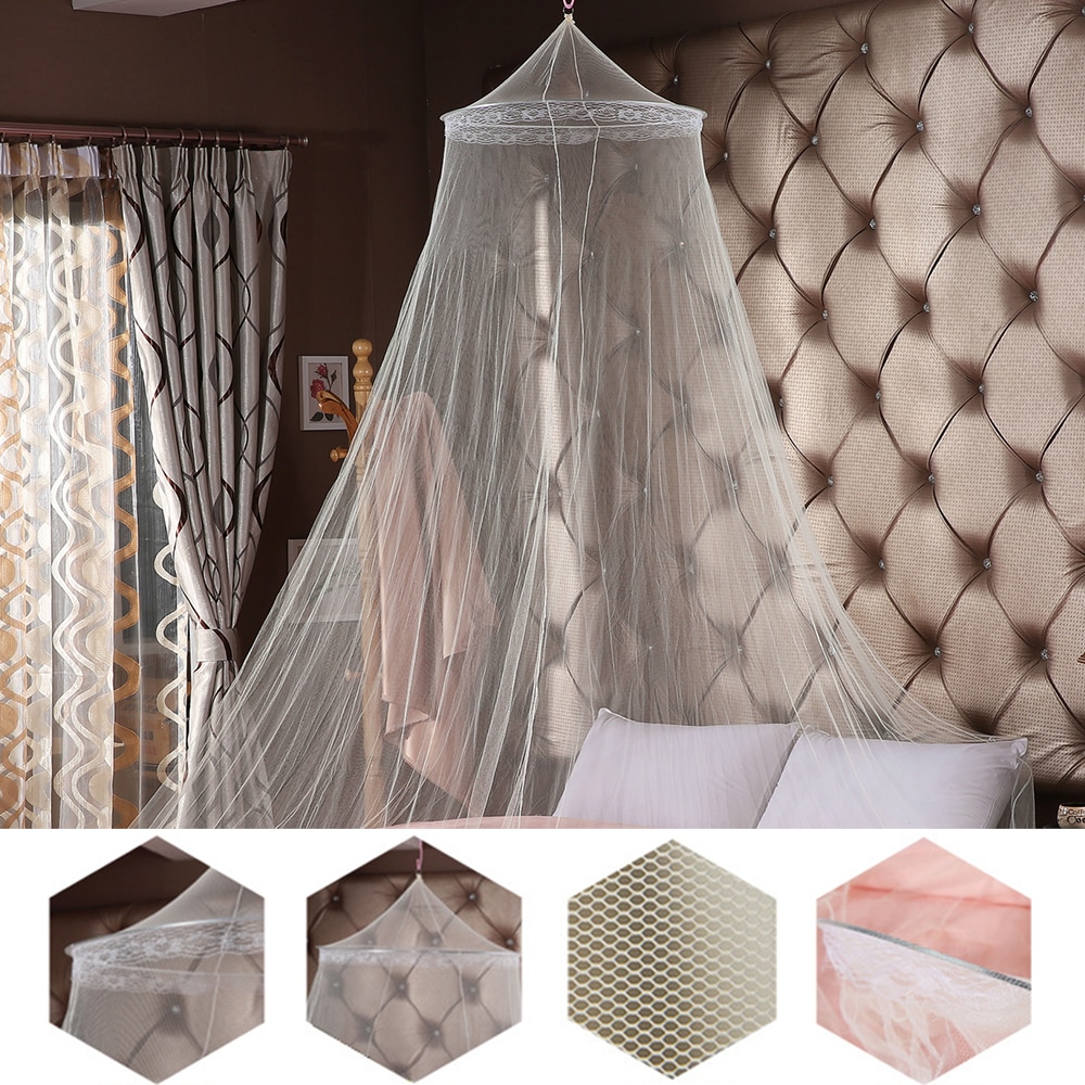 Summer Princess Ceiling Mosquito Net Hanging Round Lace Canopy Bed Netting Comfy Hung Dome Mosquito Net Crib 60x250x820cm