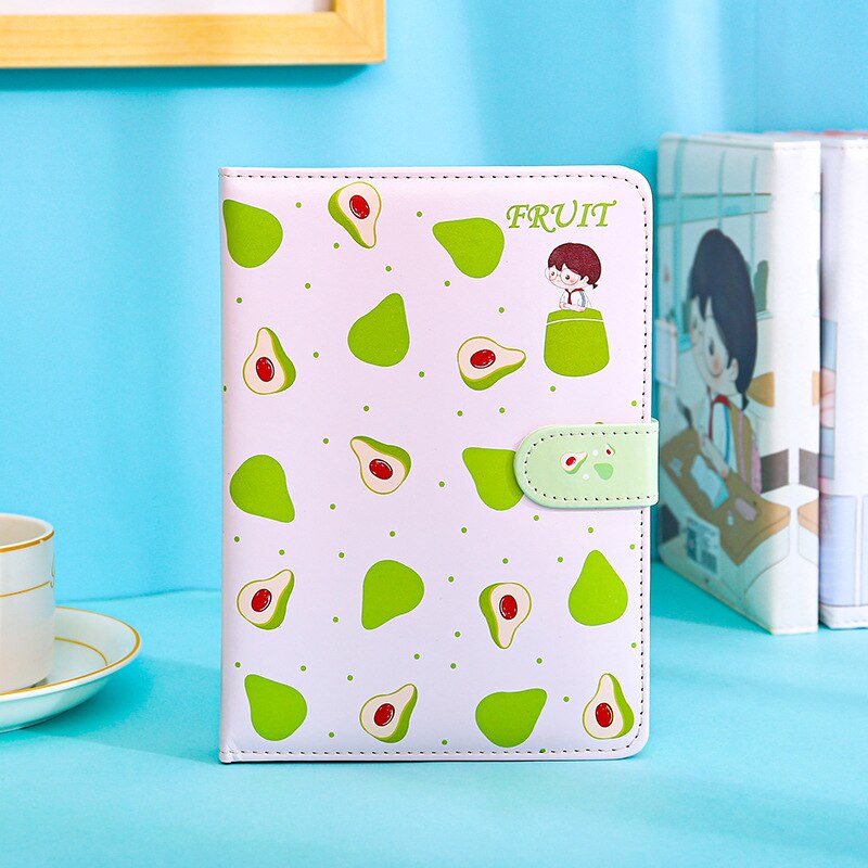 Skysonic A5 32K Aardbei Vruchten Gilrs Magnetische Gesp Notebook Leeg Gird Papier Zuivel Pu Boek Kawaii Journal Agenda Briefpapier: avocado