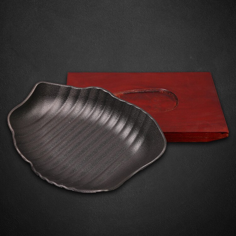 Cast Iron Roasting Steak Pan Non Stick Enamel Fried Pot Plate Frying Wooden Base Holder Cookware Gas Oven Electric Durable: Default Title