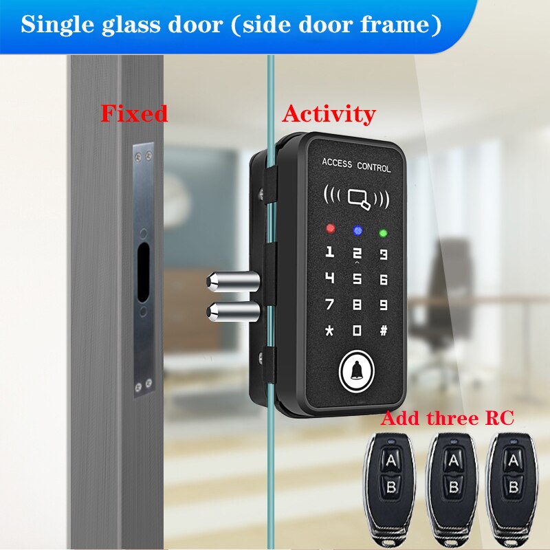 Frameless Glass Door Lock Office Glass Door Password Lock Single&Double Door Smart Card Key Door Lock XM-R1: D2