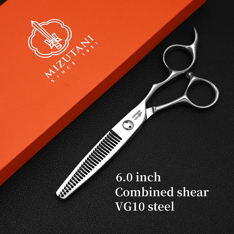 Tijeras de corte de pelo profesionales, juego de tijeras de dientes de adelgazamiento sin rastro, corte plano VG10, 6,0-7,0 pulgadas, peluquero: Naranja