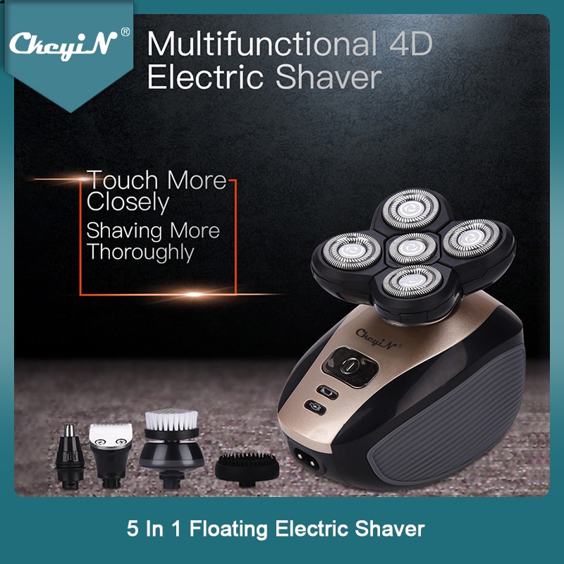 CkeyiN 5 In 1 Männer der 4D Elektrische Rasierer Wiederaufladbare 5 Schwimm Köpfe Bart Nase Ohr Haar Trimmer Glatze razor Clipper Gesicht 44