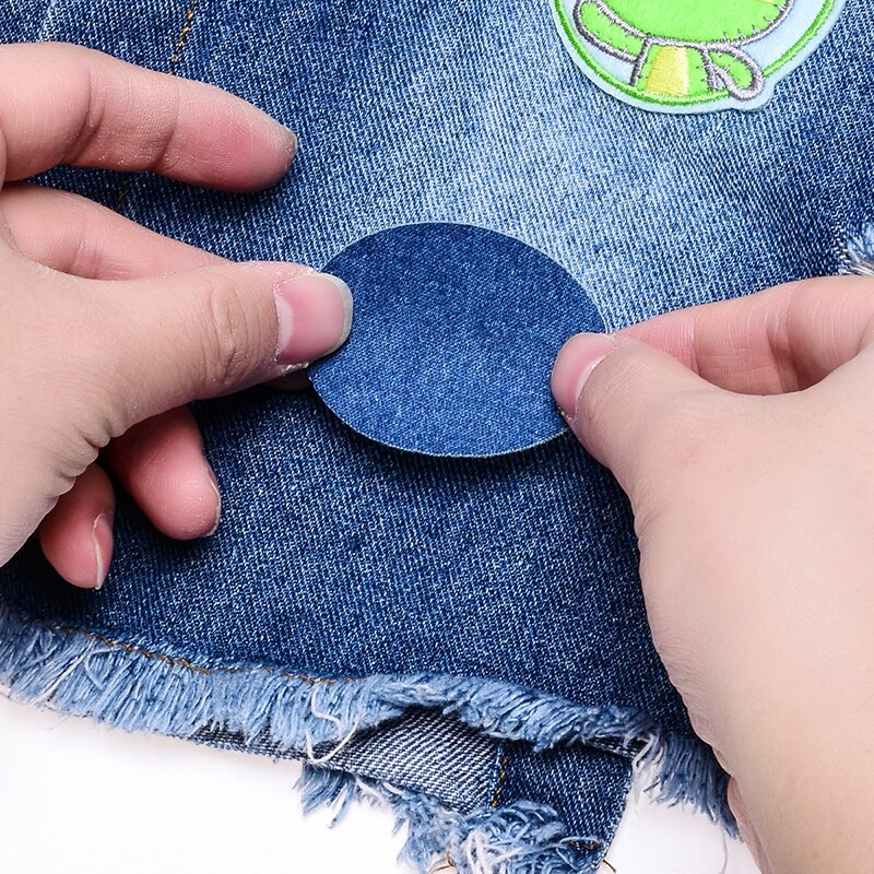 Toppe in tessuto denim autoadesivo senza taglio per abbigliamento jeans riparazione abbigliamento cucito toppa in denim pantaloni adesivi tessuti fai-da-te distintivo