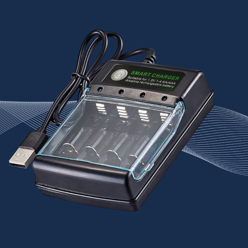 4-slots 1,5 V alkalische batterijlader met intelligente reparatiebatterijrecyclingfunctie voor een verlengde levensduur van de batterij