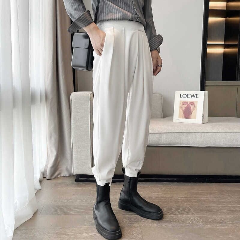 Pantalones de Velcro para hombre, botas Martin de tendencia, cintura elástica, pantalones casuales de gran tamaño, pantalones bombachos bonitos, Otoño e Invierno