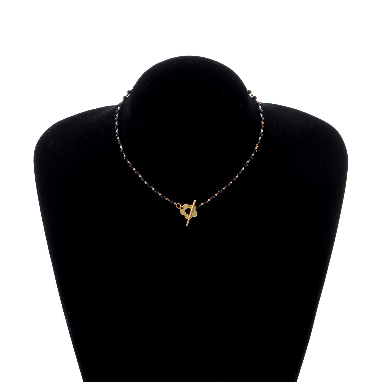 Bohemian Zwarte Kristal Kralen Ketting Chokers Kettingen Voor Vrouwen Charm Gold Kleur Sleutelbeen Ketting Handgemaakte Sieraden Accessoires