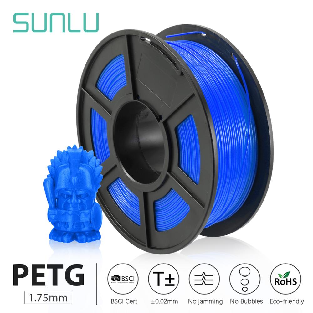 Filamento petg 1.75mm 1kg da impressora de sunlu 3d com filamento plástico petg do carretel 100% nenhuma bolha