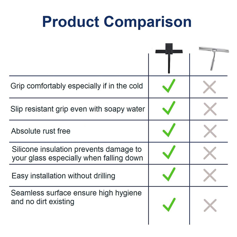 Silicone Shower Squeegee with Hook Non Slip Grip Household Squeegee Window Squeegee Glass Squeegee Glass Cleaner Window Cleaner