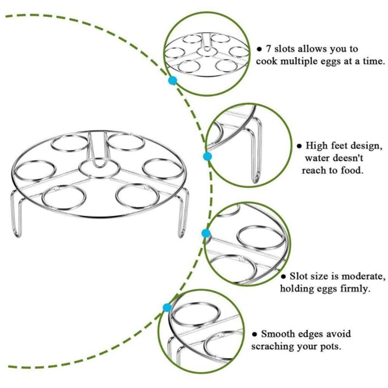 3Pcs/Set Pressure Cooker Accessories Stainless Steel Steam Basket with Egg Steamer Rack, Divider for Kitchen Cooking